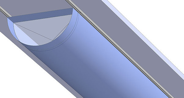 Монтаж полукруглых текстильных воздуховодов на двух потолочных рельсах