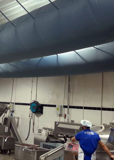 Текстильные воздуховоды на по производстве колбасных изделий