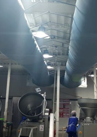 Текстильные воздуховоды на по производстве колбасных изделий